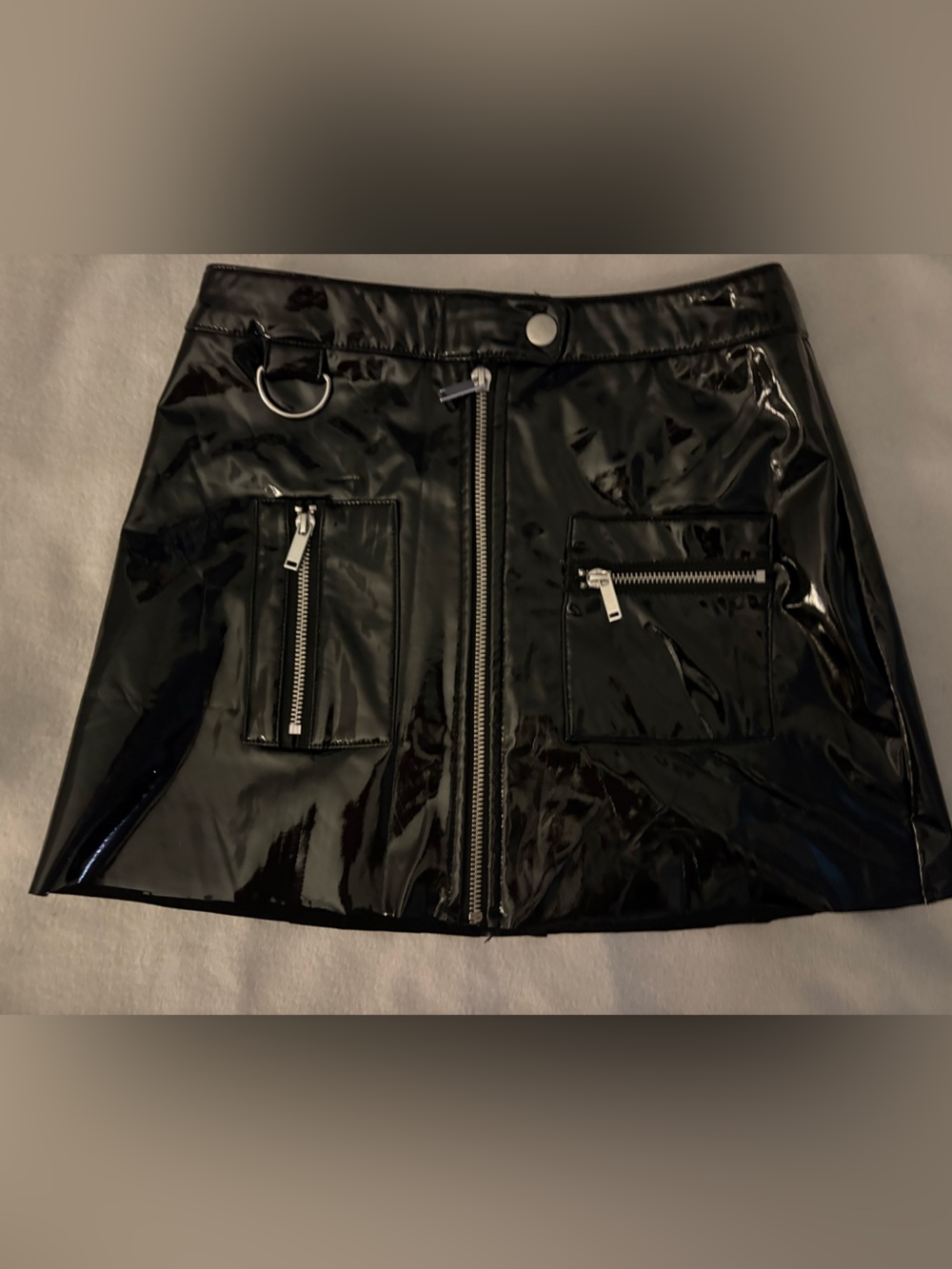 Vinyl pvc faux leather skirt